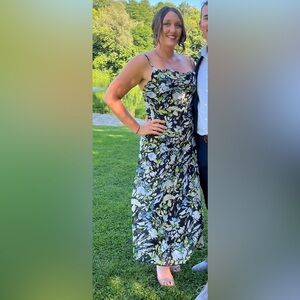 Abercrombie & Fitch Strapless Floral Dress - Black and Green